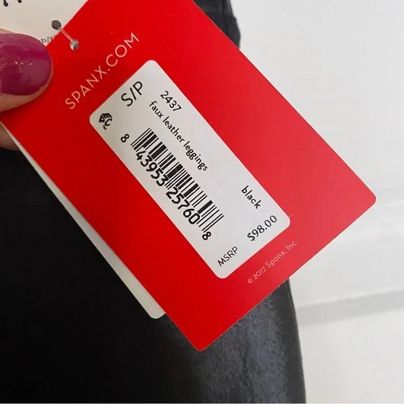 Spanx Faux Leather Leggings in Black Size Small New With Tags - Picture 5 of 7